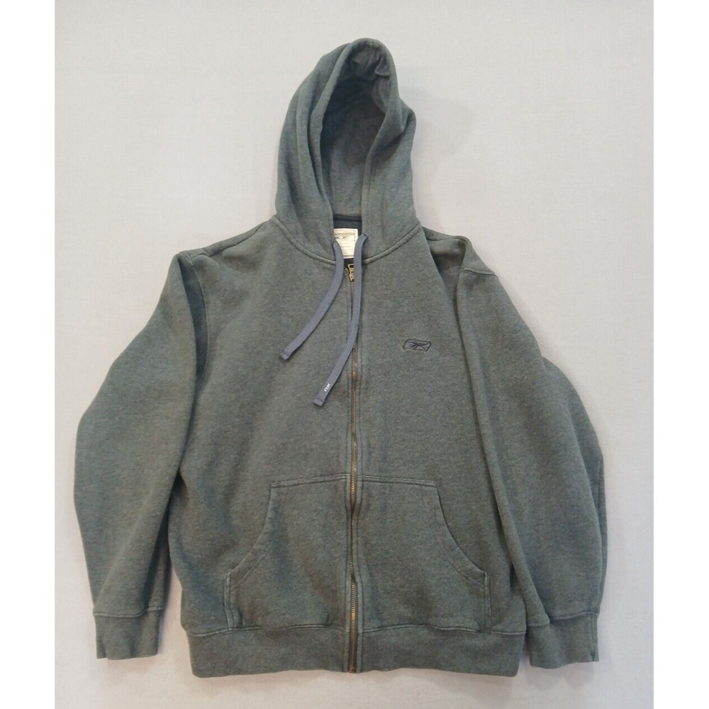 Reebok Hoodie Jacket Full Zip Mens Medium Gray Pockets Outdoor